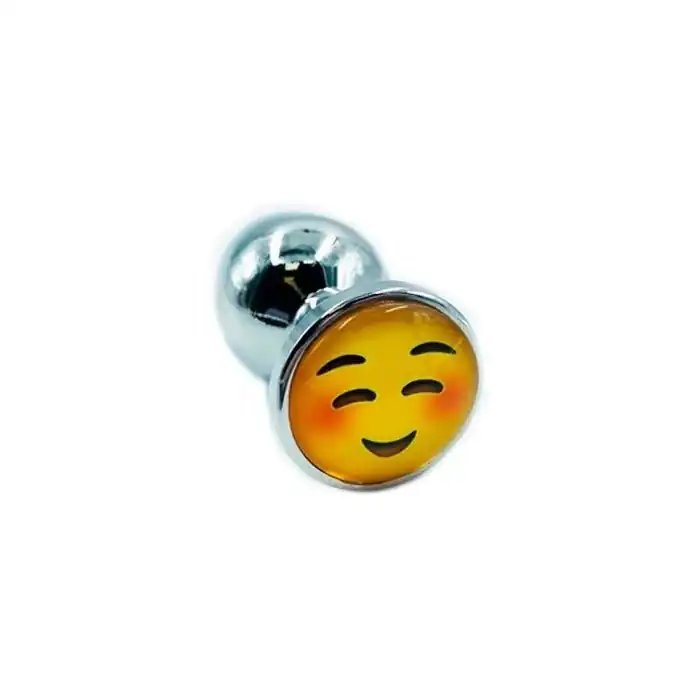 Металлическая анальная пробка со смайлом в основании - 7 см - Kanikule anal plugs