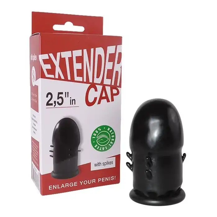 Чёрный латексный удлинитель пениса 2.5 in с шипиками - Sitabella accessories