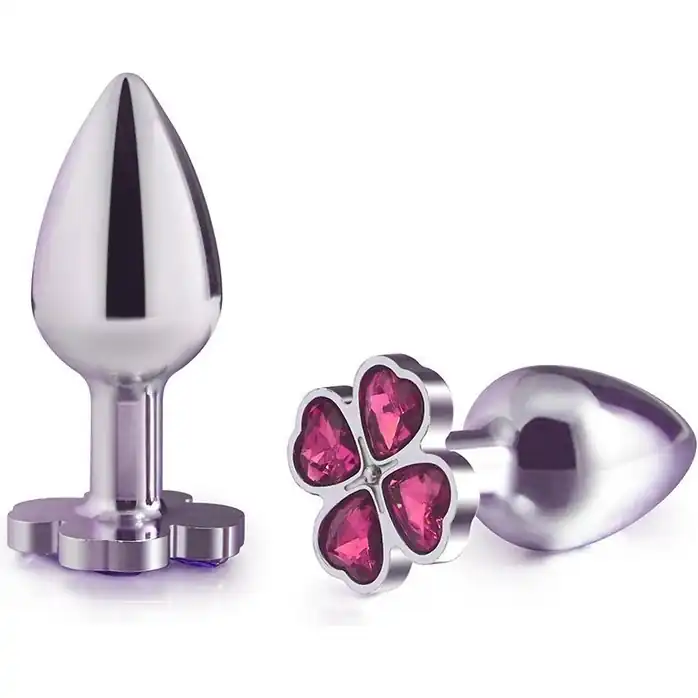 Серебристая пробка с цветком из розовых сердечек - 7 см
