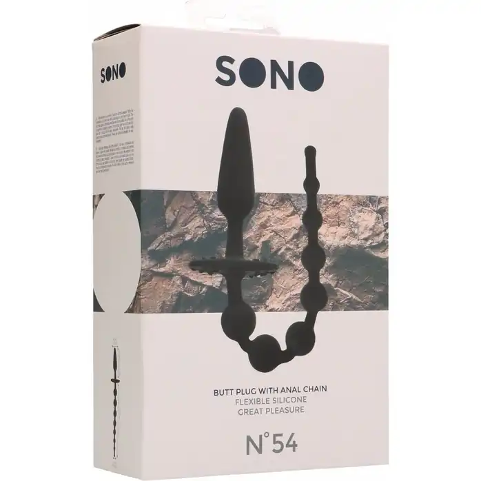 Чёрная анальная елочка с рукоятью в виде пробки No.54 Butt Plug with Anal Chain - Sono. Фотография 2.