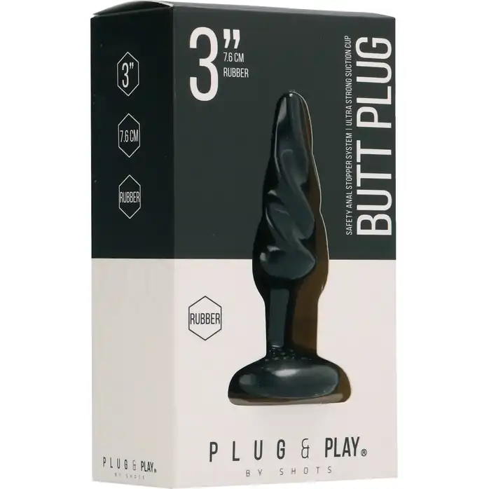 Чёрная анальная пробка Butt Plug Rounded 3 Inch - 7,6 см - Plug   Play. Фотография 2.