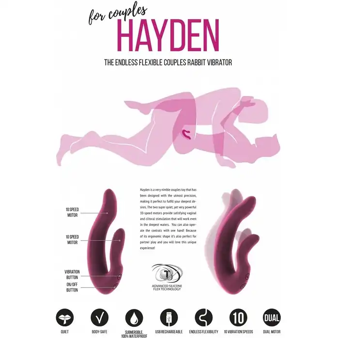 Розовый хай-тек вибратор для пар Hayden - 15,2 см - Jil. Фотография 5.