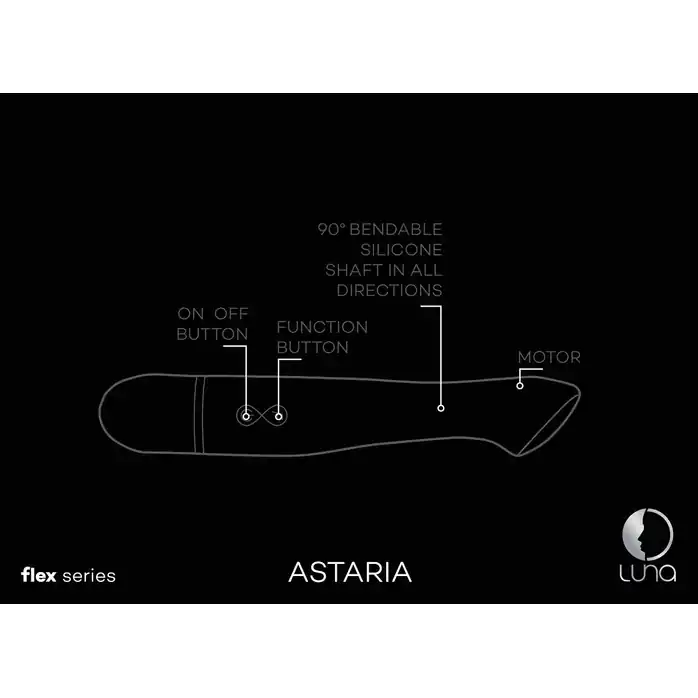 Чёрный гнущийся вибратор Asteria - 20,5 см - Luna. Фотография 3.