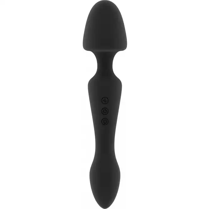 Чёрный двусторонний вибратор Sasha - 22,5 см - Jil