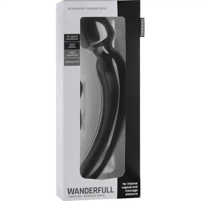 Чёрный перезаряжаемый жезловый вибратор Wanderfull - Mjuze. Фотография 3.