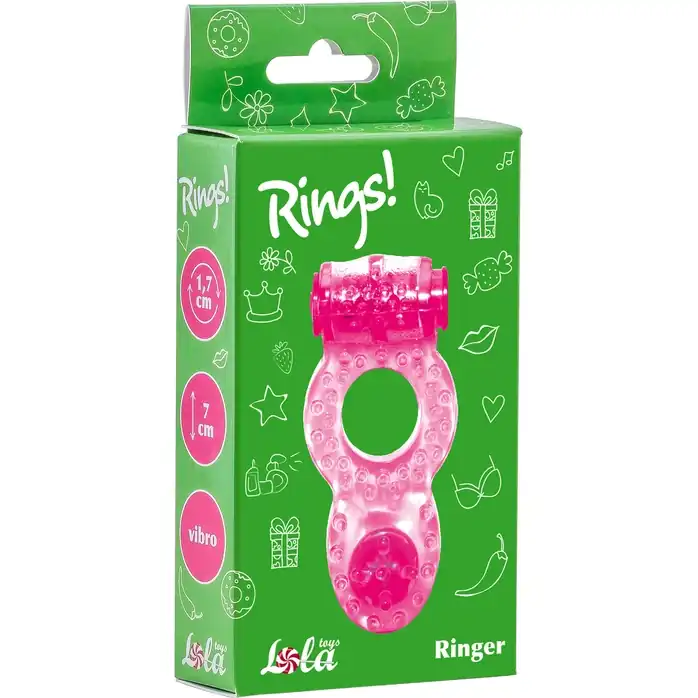Розовое эрекционное кольцо с вибрацией Rings Ringer - Rings!. Фотография 3.