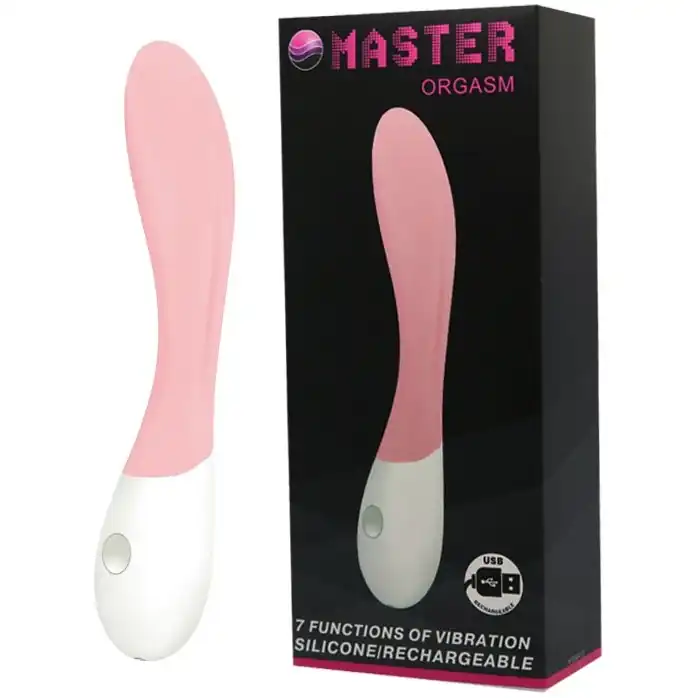 Нежно-розовый перезаряжаемый вибратор Master Orgasm - 20 см