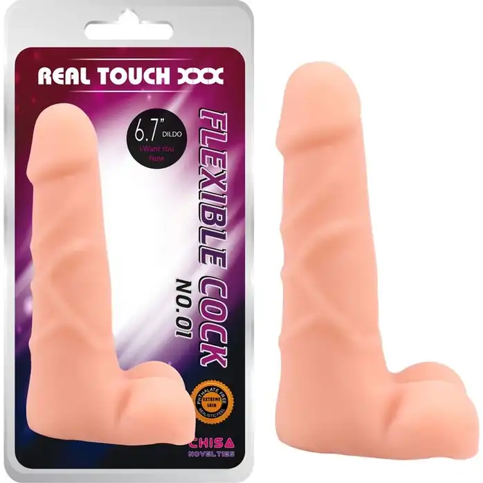 Телесный фаллоимитатор с мошонкой Flexible Cock No.01 - 16,4 см. Фотография 3.