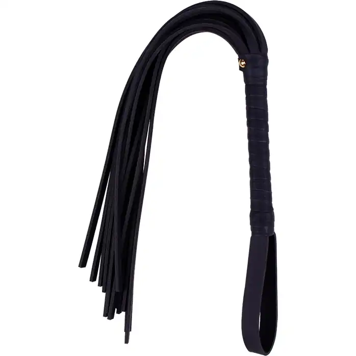 Чёрная кожаная плеть Pleasure Whip - 72 см - Hi-Basic