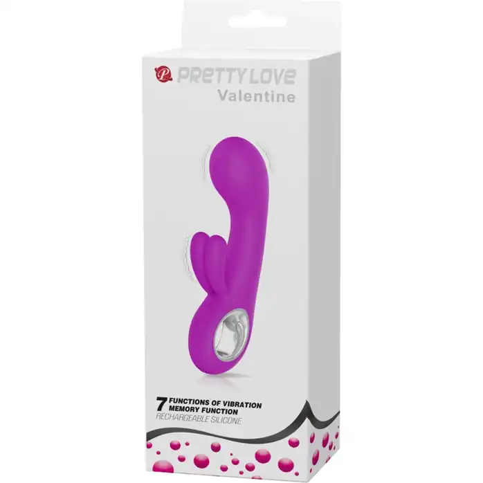 Фиолетовый вибратор Valentine с клиторальным отростком - 15,4 см - Pretty Love. Фотография 9.