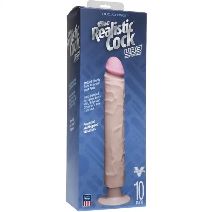 Телесный вибратор-реалистик The Realistic Cock ULTRASKYN Without Balls Vibrating 10” - 29,2 см - The Realistic Cock. Фотография 2.