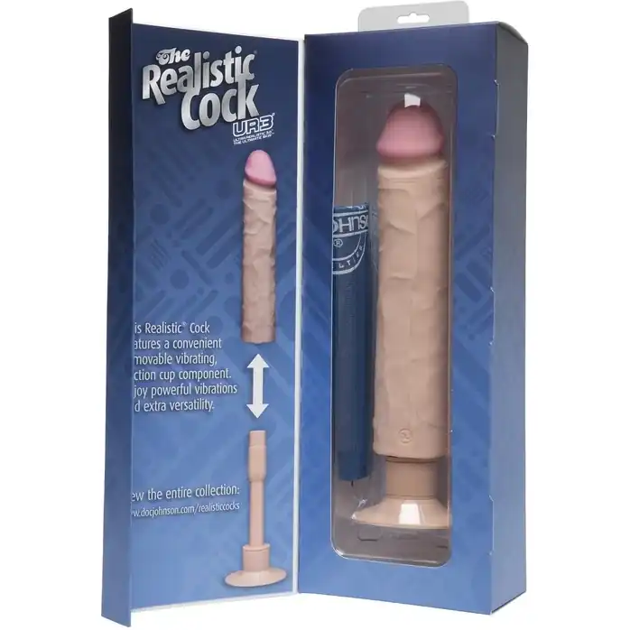 Телесный вибратор-реалистик The Realistic Cock ULTRASKYN Without Balls Vibrating 10” - 29,2 см - The Realistic Cock. Фотография 3.