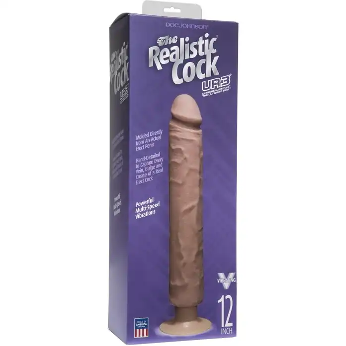 Вибратор-мулат The Realistic Cock ULTRASKYN Without Balls Vibrating 12” - 33,5 см - The Realistic Cock. Фотография 2.
