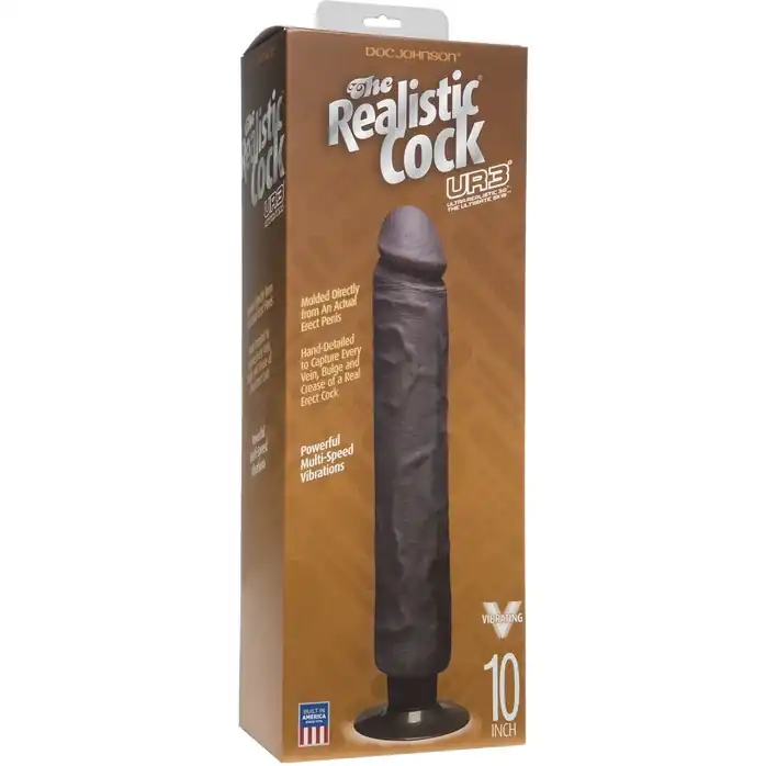 Коричневый вибратор The Realistic Cock ULTRASKYN Without Balls Vibrating 10” - 29,2 см - The Realistic Cock. Фотография 2.