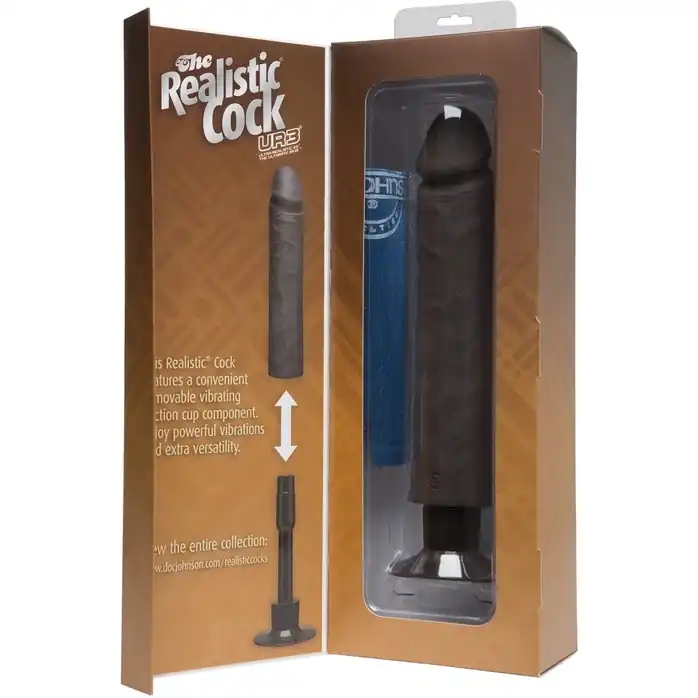 Коричневый вибратор The Realistic Cock ULTRASKYN Without Balls Vibrating 10” - 29,2 см - The Realistic Cock. Фотография 3.