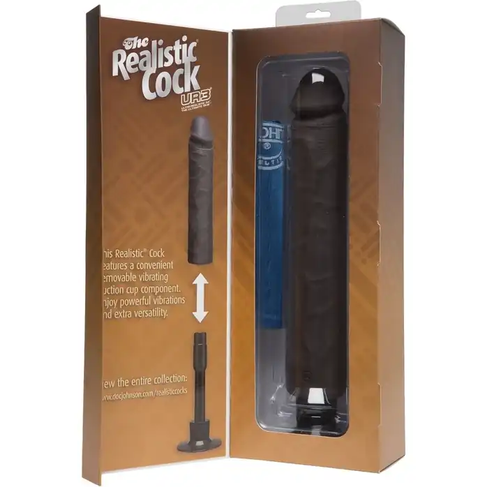 Коричневый вибратор The Realistic Cock ULTRASKYN Without Balls Vibrating 12” - 33,5 см - The Realistic Cock. Фотография 3.