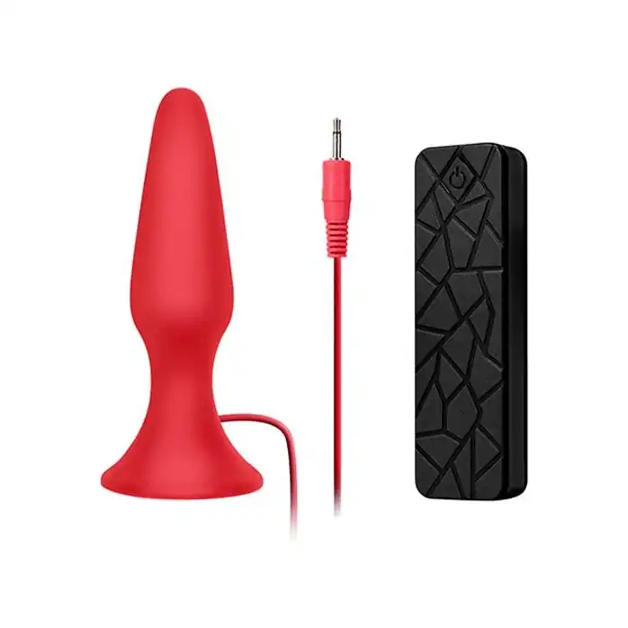 Красная анальная вибропробка с пультом управления MENZSTUFF 5INCH SLIM INTRUDER BUTT PLUG - 13 см - MenzStuff