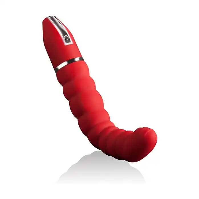 Красный гнущийся анальный вибратор PURRFECT SILICONE DELUXE 5.5INCH - 14 см - Purrfect Silicone. Фотография 2.