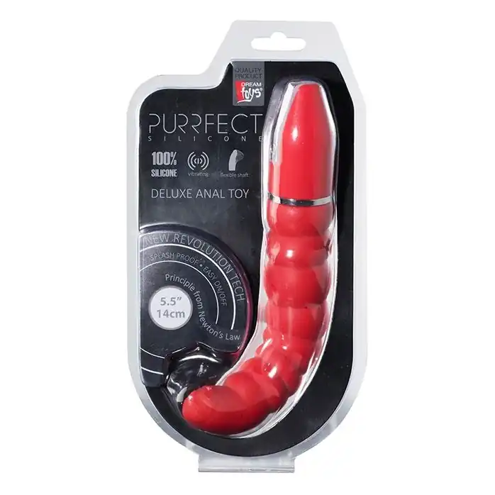 Красный гнущийся анальный вибратор PURRFECT SILICONE DELUXE 5.5INCH - 14 см - Purrfect Silicone. Фотография 3.