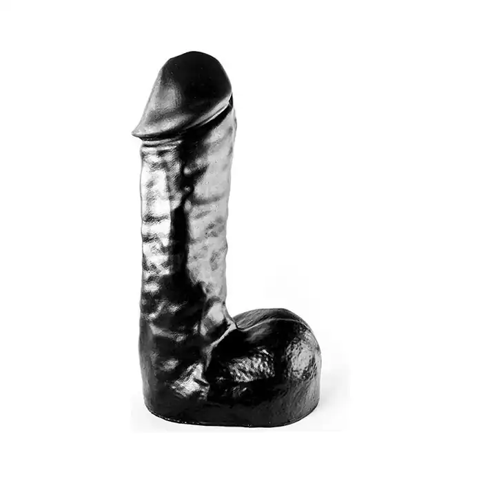 Чёрный фаллоимитатор All Black с мошонкой - 24,5 см