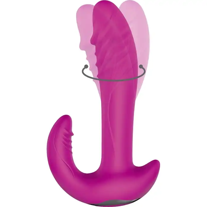 Розовый вибратор-ротатор с дополнительным отростком NAGHI NO.22 RECHARGEABLE DUO VIBRATOR - Naghi by Tonga