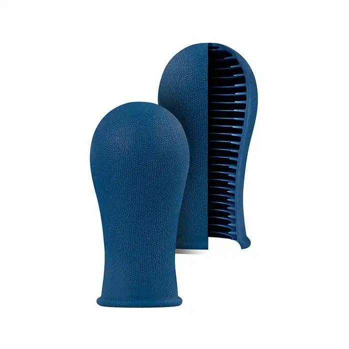 Синий мастурбатор с мягкими рёбрышками SILICONE STROKER