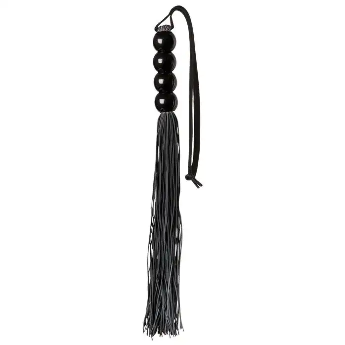 Чёрная мини-плеть из силикона с акриловой рукоятью SILICONE FLOGGER WHIP - 35 см - Guilty Pleasure