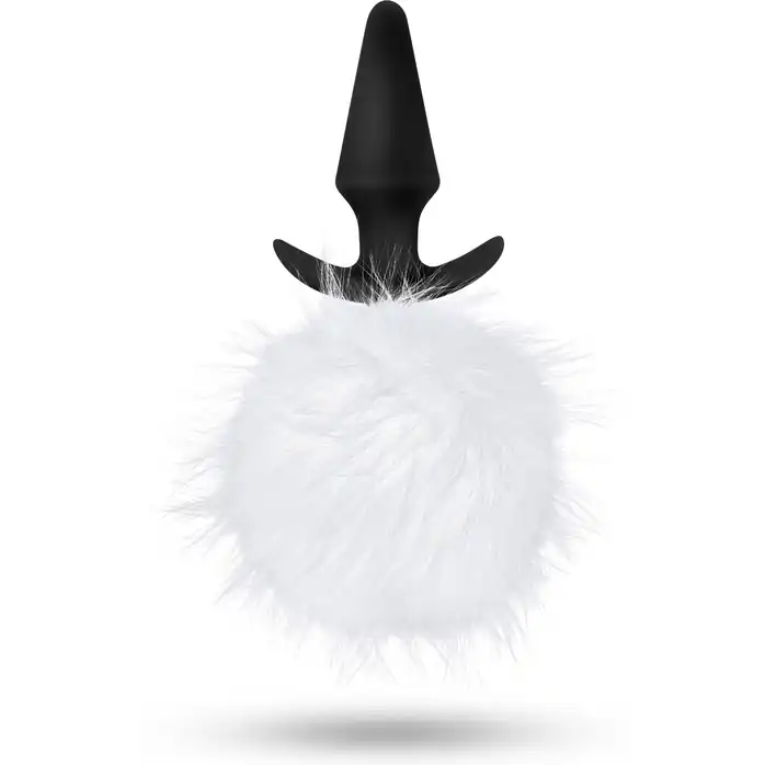 Силиконовая анальная пробка с белым заячьим хвостом Fur Pom Pom - 12,7 см - Pom Plugs