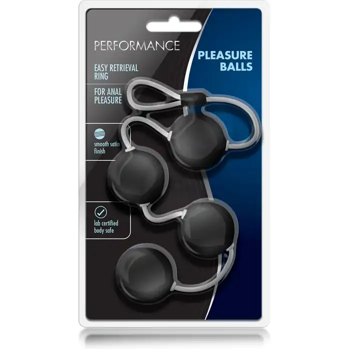 Чёрные анальные шарики Performance Pleasure Balls - Performance. Фотография 2.