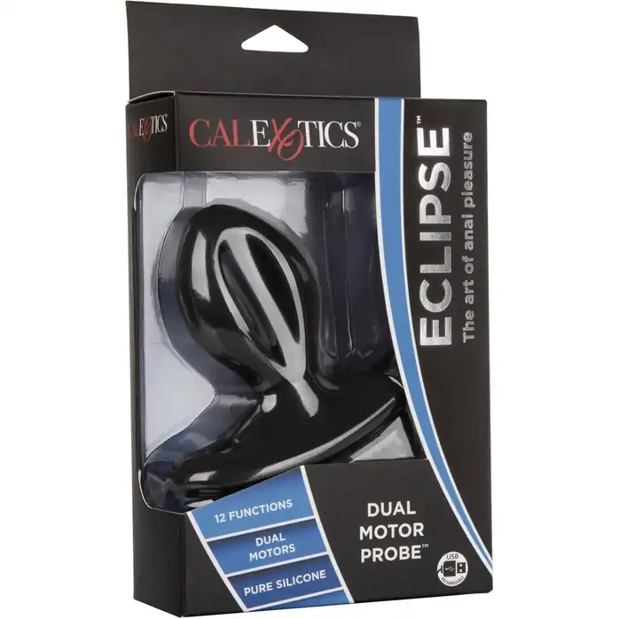 Чёрная анальная пробка с вибрацией Silicone Wireless Dual Motor Probe - 11,5 см - Eclipse. Фотография 11.