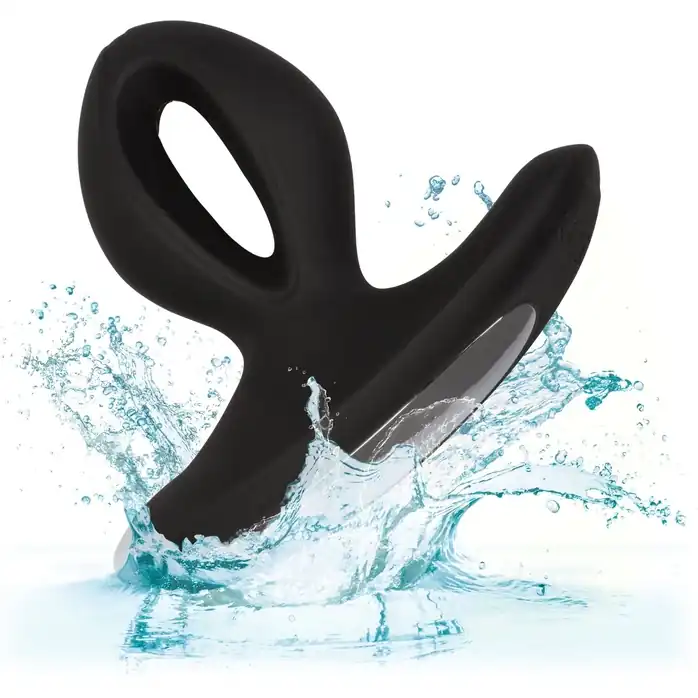 Чёрная анальная пробка с вибрацией Silicone Wireless Dual Motor Probe - 11,5 см - Eclipse. Фотография 8.