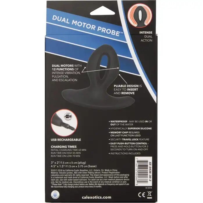 Чёрная анальная пробка с вибрацией Silicone Wireless Dual Motor Probe - 11,5 см - Eclipse. Фотография 10.