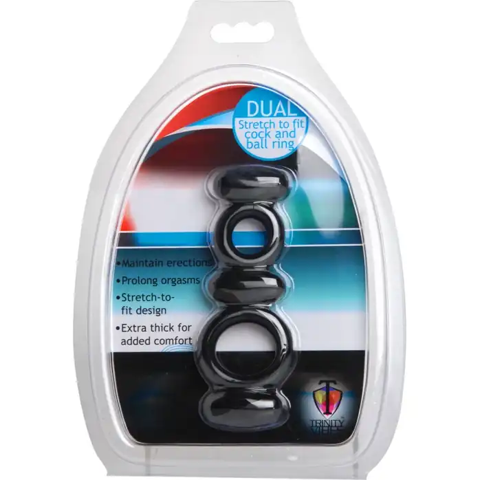 Двойное эрекционное кольцо Dual Stretch To Fit Cock and Ball Ring - Trinity Vibes. Фотография 3.
