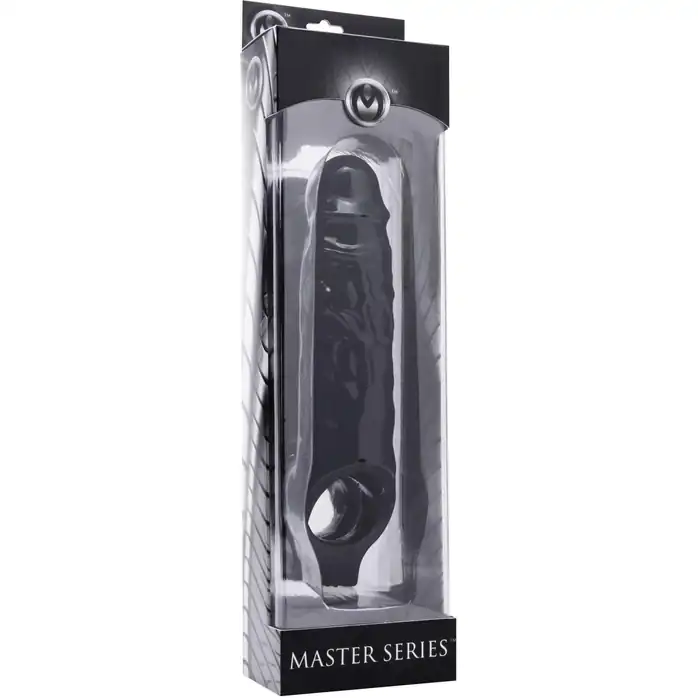 Чёрная увеличивающая насадка на член Mamba Cock Sheath Packaged - 16,5 см - Master Series. Фотография 2.