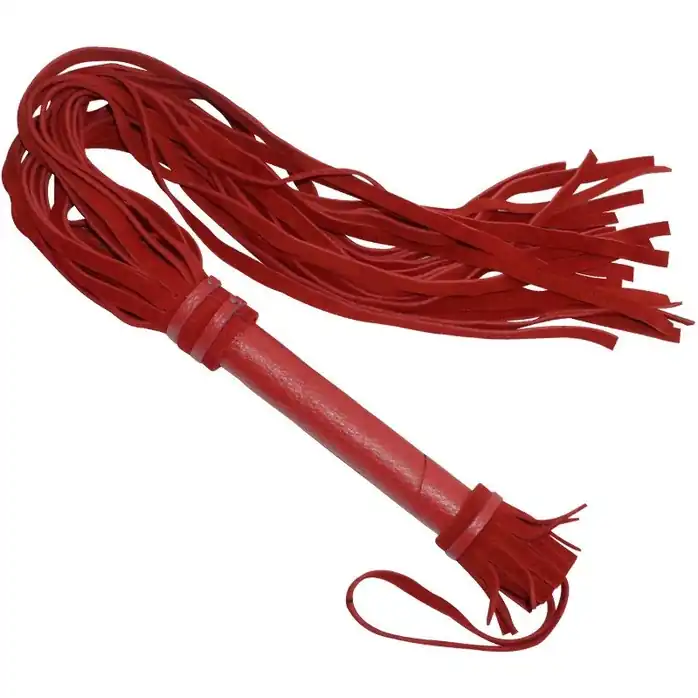 Красная плеть с кожаной ручкой - 65 см - BDSM accessories