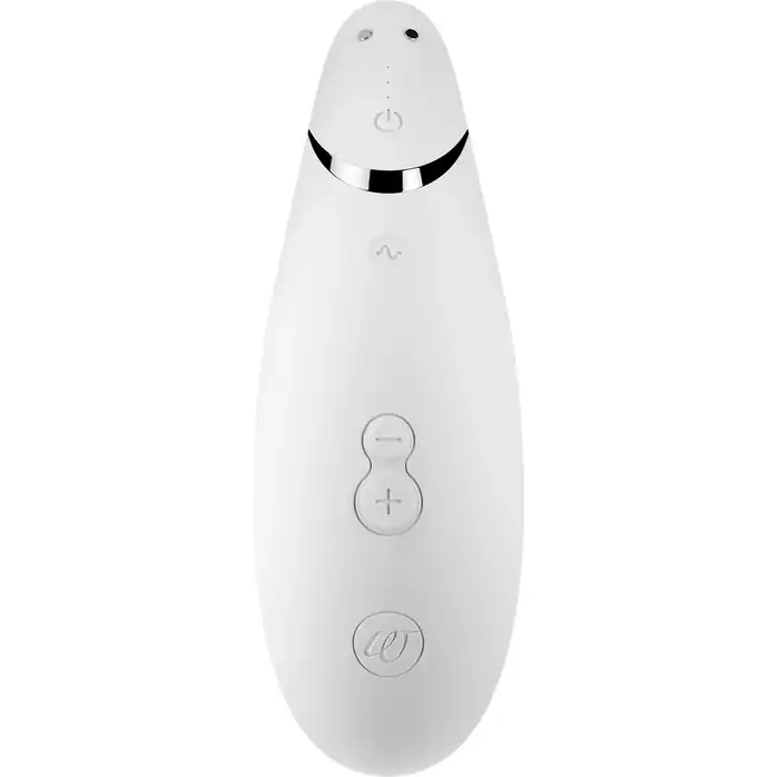 Белый бесконтактный клиторальный стимулятор Womanizer Premium. Фотография 4.