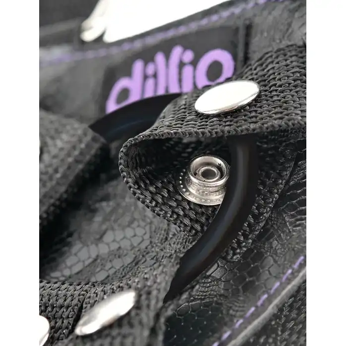 Фиолетовая страпон-система 6 Strap-On Suspender Harness Set - 15,2 см - Dillio. Фотография 3.