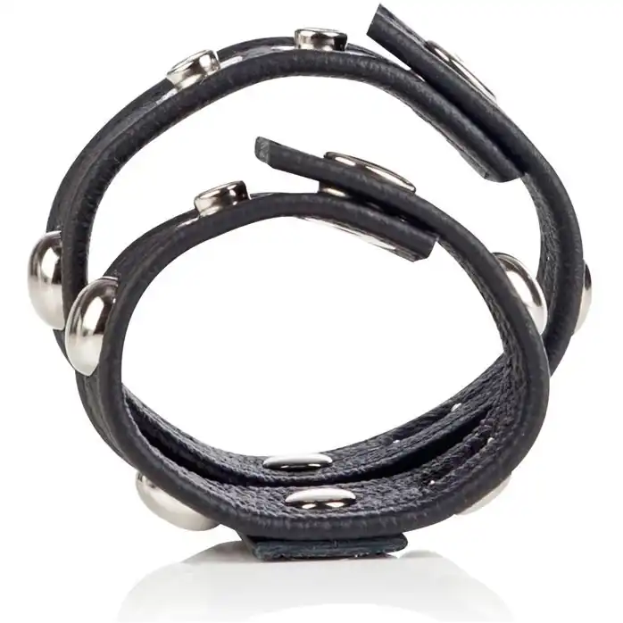 Черная кожаная утяжка на пенис и мошонку COLT Leather Strap Domed With Ball Strap - Colt. Фотография 2.