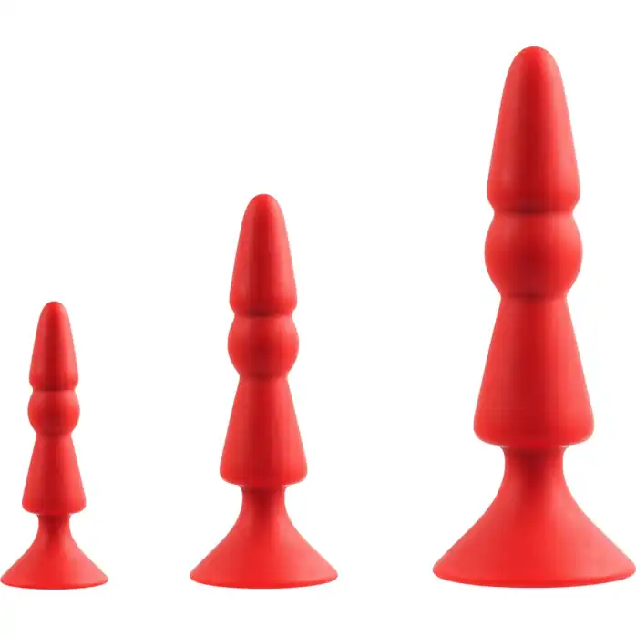 Набор из красных анальных силиконовых втулок MENZSTUFF 3-PIECE ANAL CONE SET - MenzStuff