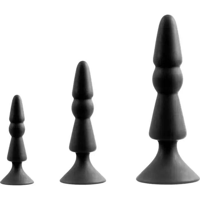 Набор из черных анальных силиконовых втулок MENZSTUFF 3-PIECE ANAL CONE SET - MenzStuff
