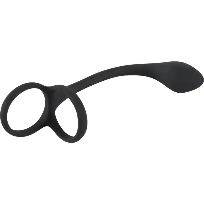 Эрекционное кольцо с утяжкой на мошонку и анальным плаг Black Velvets - You2Toys. Фотография 2.