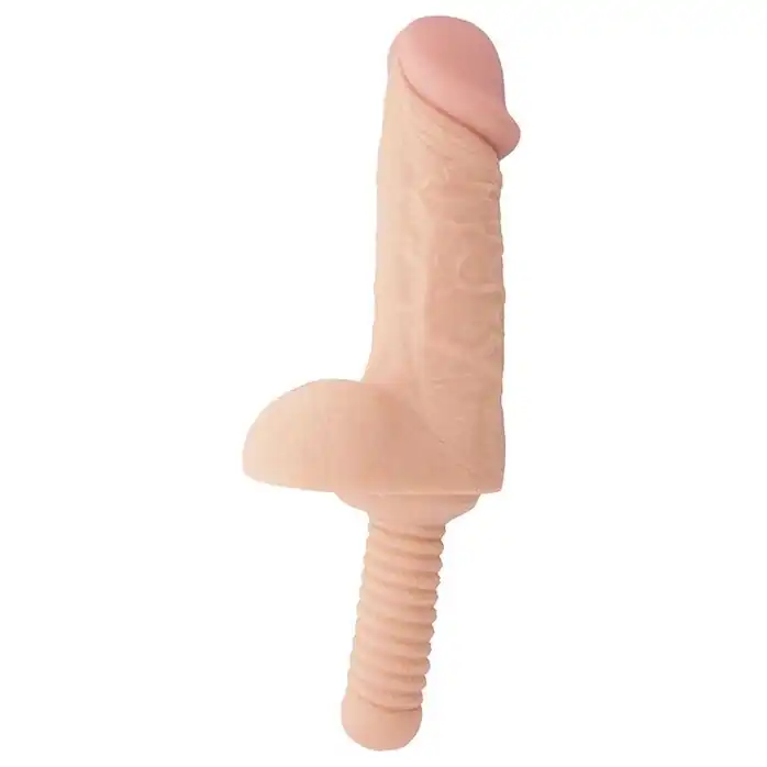 Телесный фаллоимитатор-гигант с рукоятью BIGSTUFF DONG WITH HANDLE 9.5INCH - 24 см - BigStuff