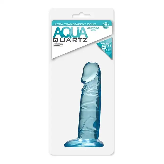 Голубой фаллоимитатор с основанием-присоской QUARTZ AQUA 6INCH PVC DONG - 15 см - Quartz. Фотография 2.