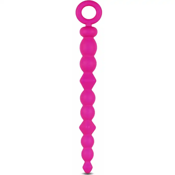 Розовая анальная цепочка-елочка SILICONE BEADS - 24,6 см - Luxe