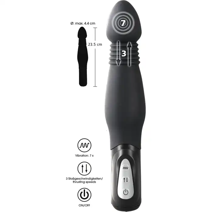 Чёрный анальный вибратор Thrusting Anal Vibe - 23,5 см - You2Toys. Фотография 6.