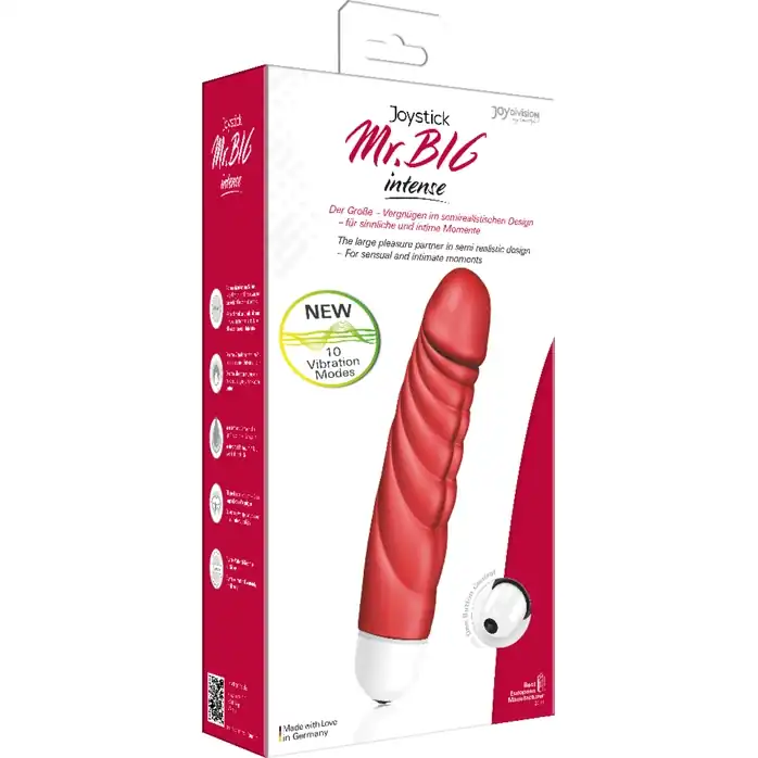 Красный вибратор с рёбрышками Mr. Big Intense - 18,4 см. Фотография 3.