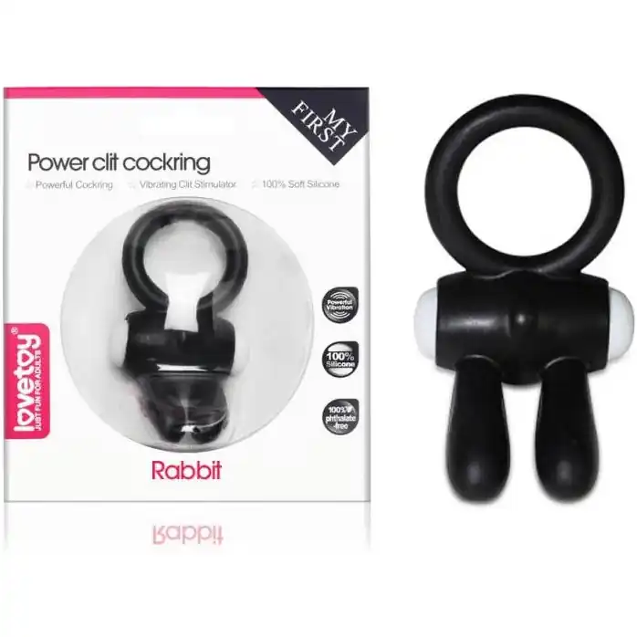 Чёрное виброкольцо для пениса Power Clit Silicone Cockring