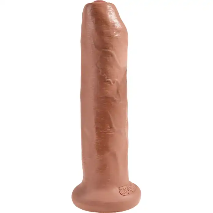 Кофейный необрезанный фаллоимитатор на присоске 7 Uncut Cock - 19,1 см - King Cock. Фотография 2.