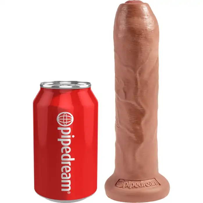 Кофейный необрезанный фаллоимитатор на присоске 7 Uncut Cock - 19,1 см - King Cock. Фотография 3.