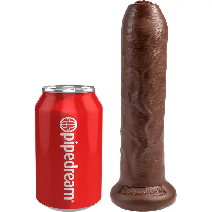 Коричневый необрезанный фаллоимитатор на присоске 7 Uncut Cock - 19,1 см - King Cock. Фотография 3.